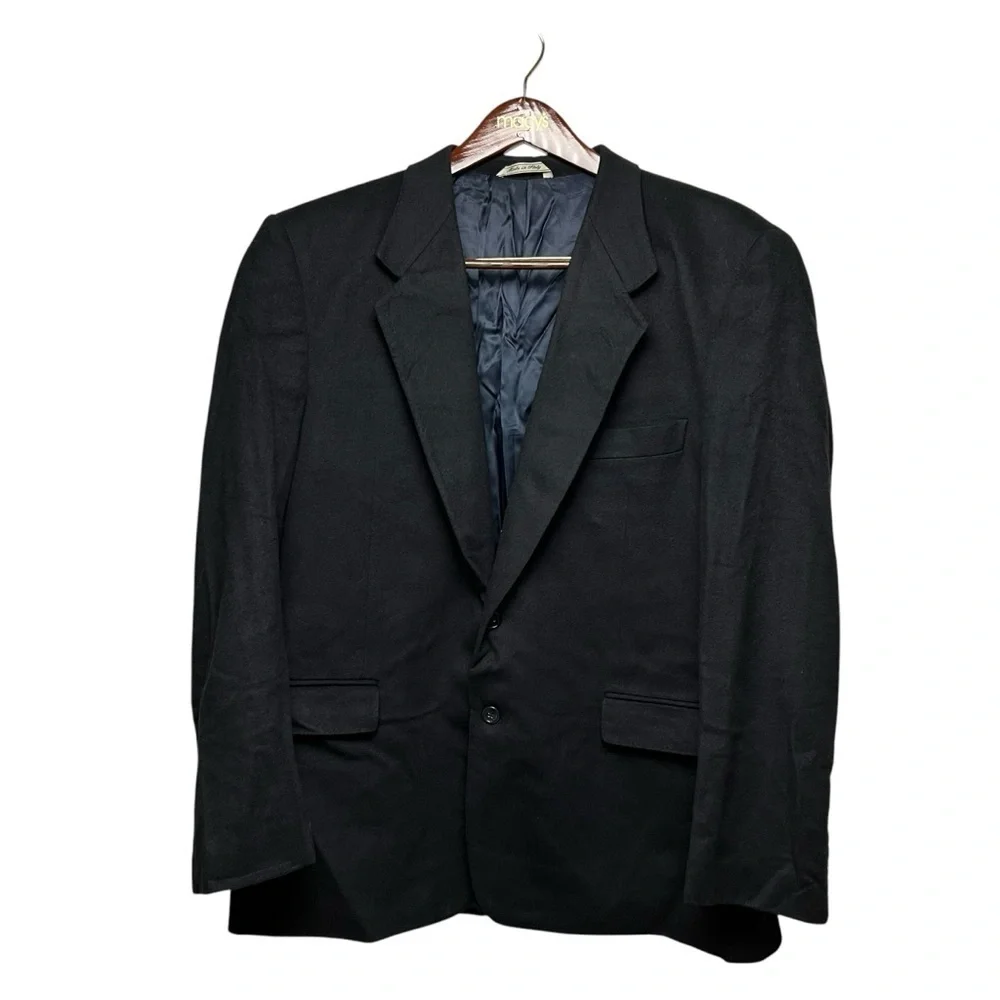 Italy 100% Cashmere 2 Button Black Blazer Sports Jacket SZ XL 48 Bloke Giorgio V